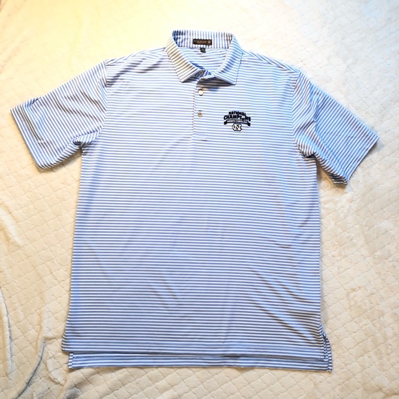 Peter Millar Blue White Stripe Unc Polo 